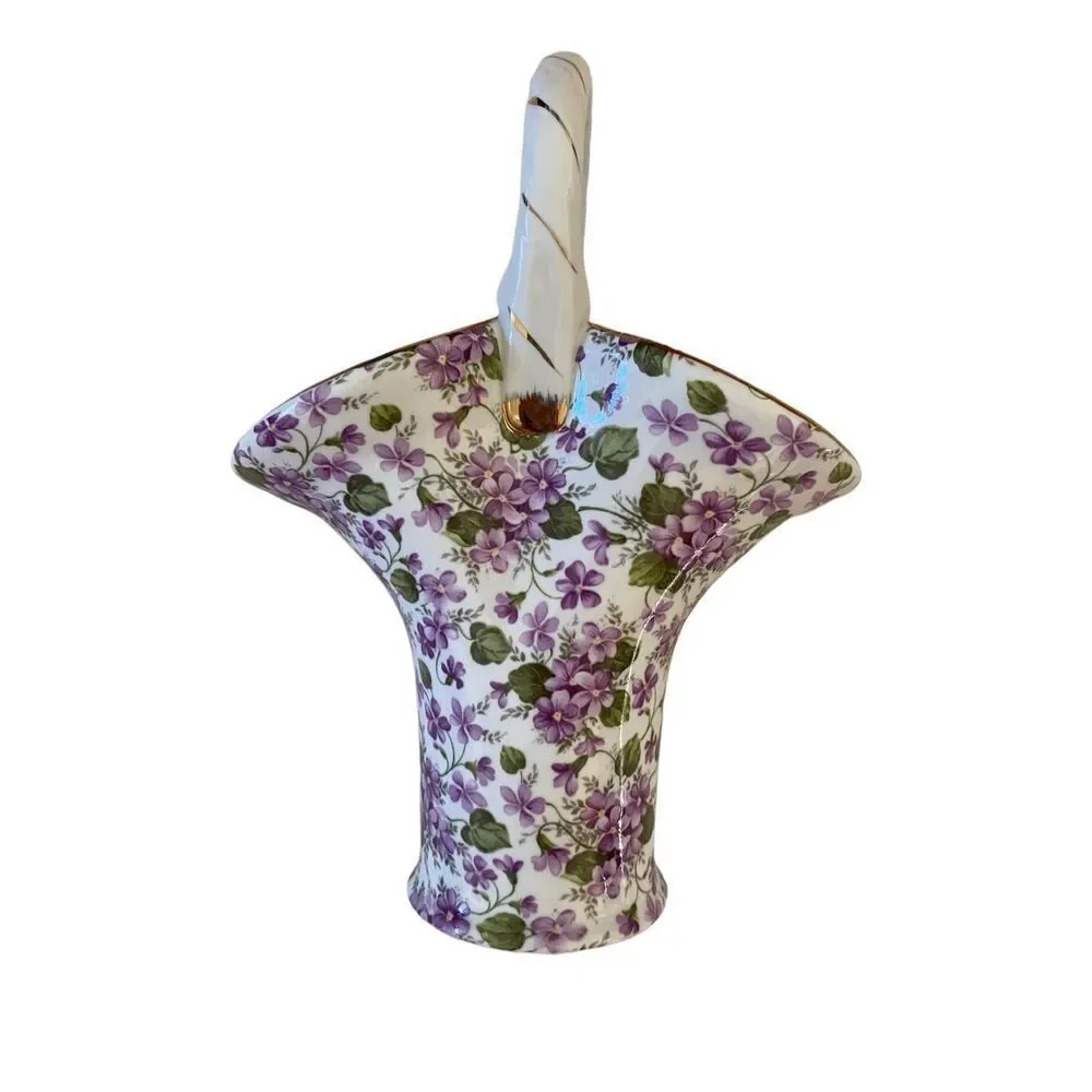 Formalities Violet Chintz Collection Porcelain Basket Vase House Decoration Glas